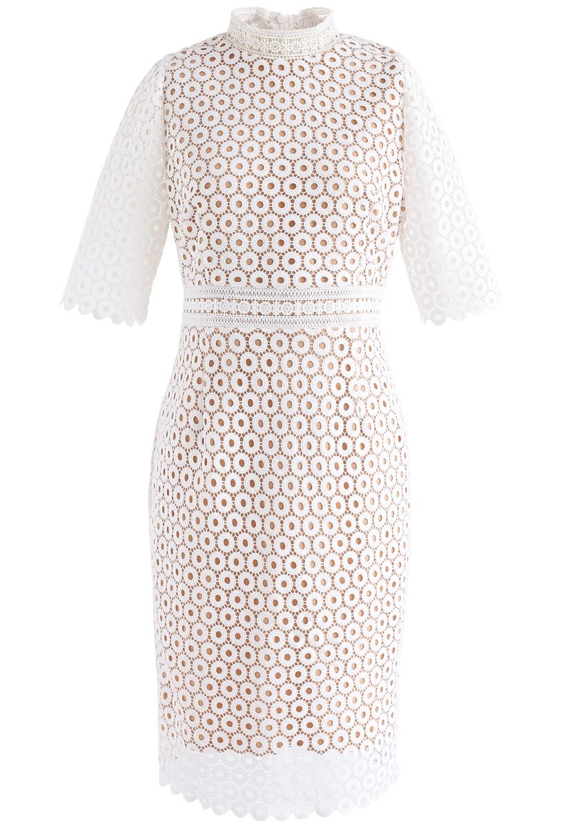 Crochet Stunner Shift Dress in White - Retro, Indie and Unique Fashion