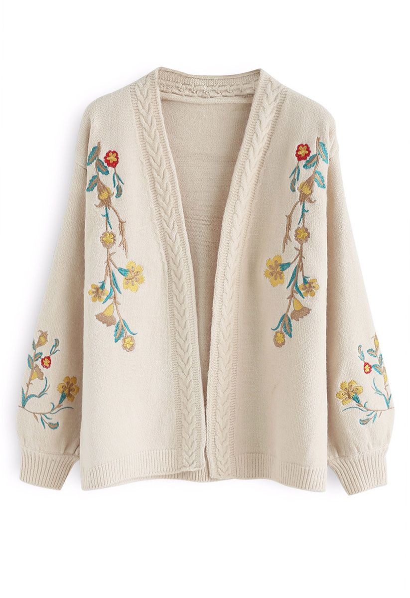 Dreamy Blossom Embroidered Cardigan in Ivory - Retro, Indie and Unique ...