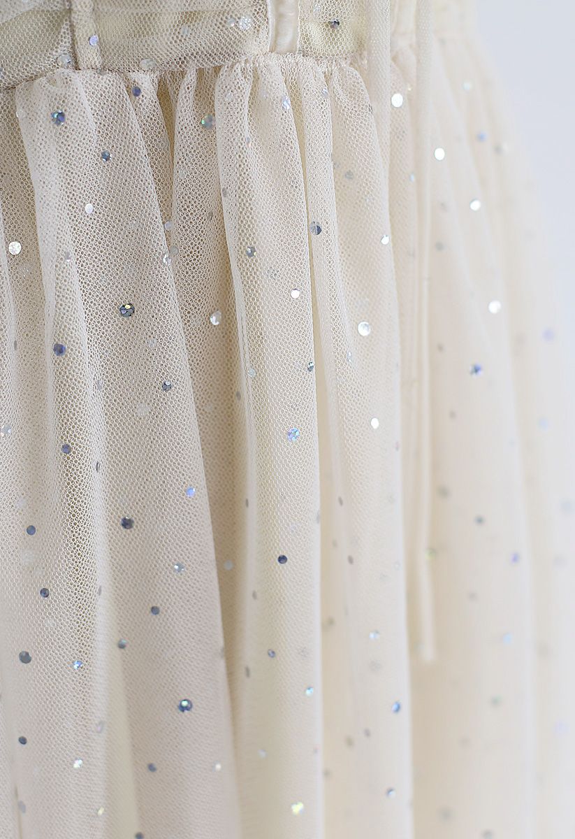 Sparkling Tulle Cami Dress in Cream - Retro, Indie and Unique Fashion