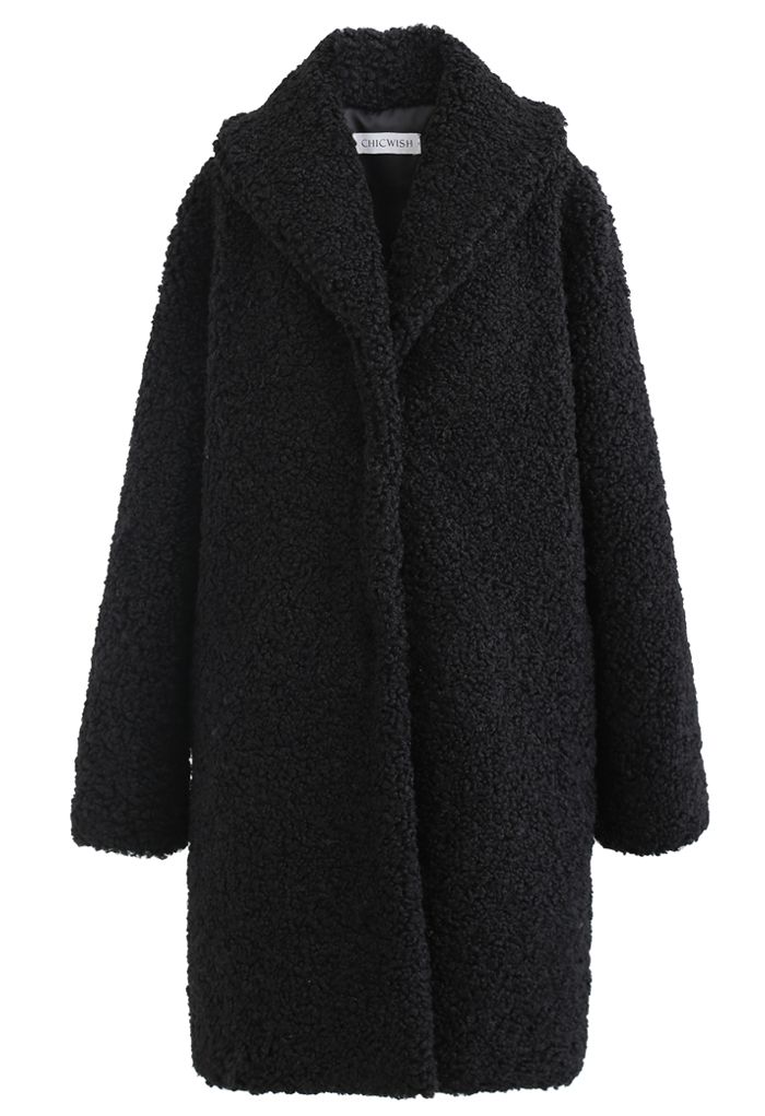 Feeling of Warmth Faux Fur Longline Coat in Black - Retro, Indie and ...