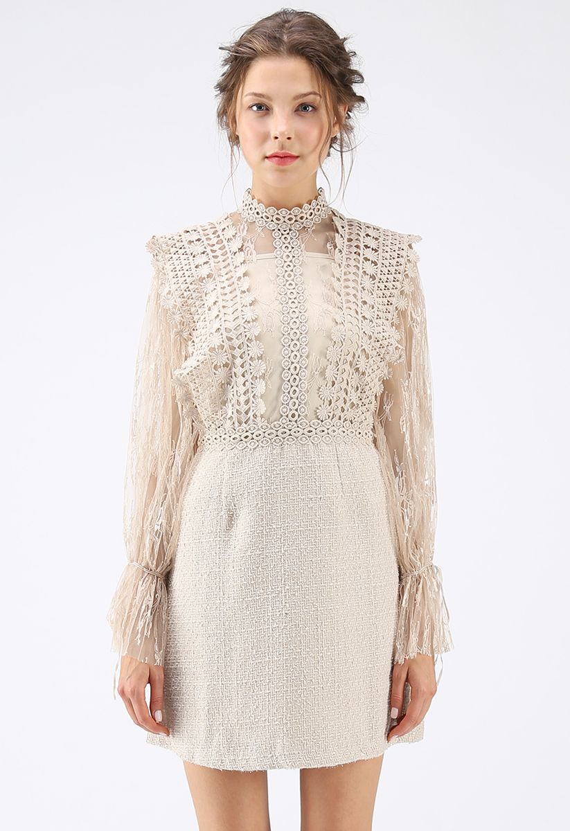 Ready for the Date Lace Crochet Dress in Cream - Retro, Indie and ...