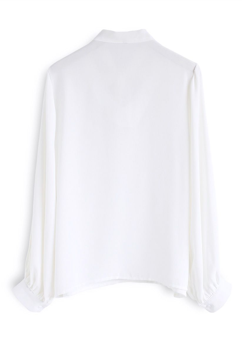 Base on Pearls Bowknot Chiffon Top in White - Retro, Indie and Unique ...