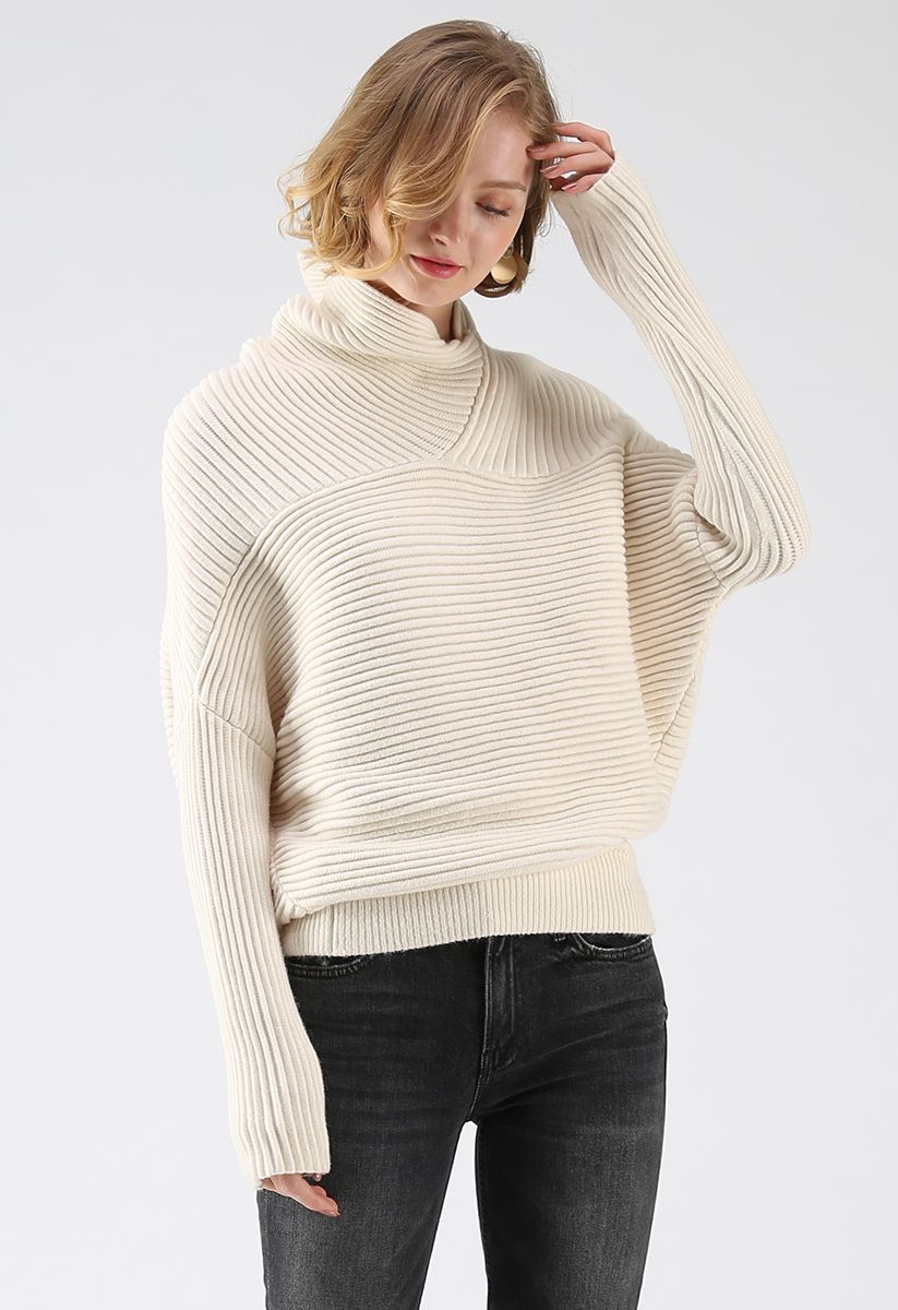 Try Something Different Ribbed Knit Sweater in Ivory - Retro, Indie and ...