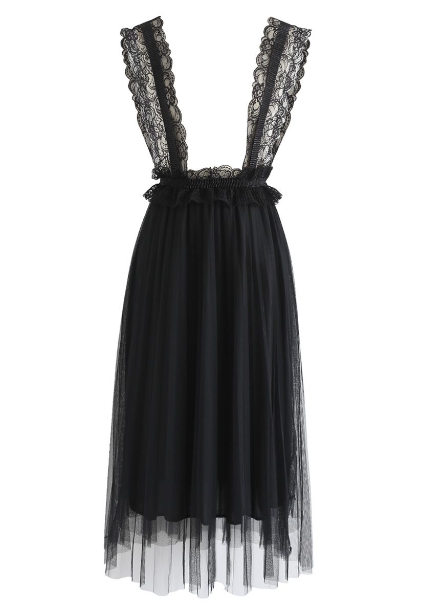 Dreamy Epitome Tulle Mesh Pinafore Dress in Black - Retro, Indie and ...