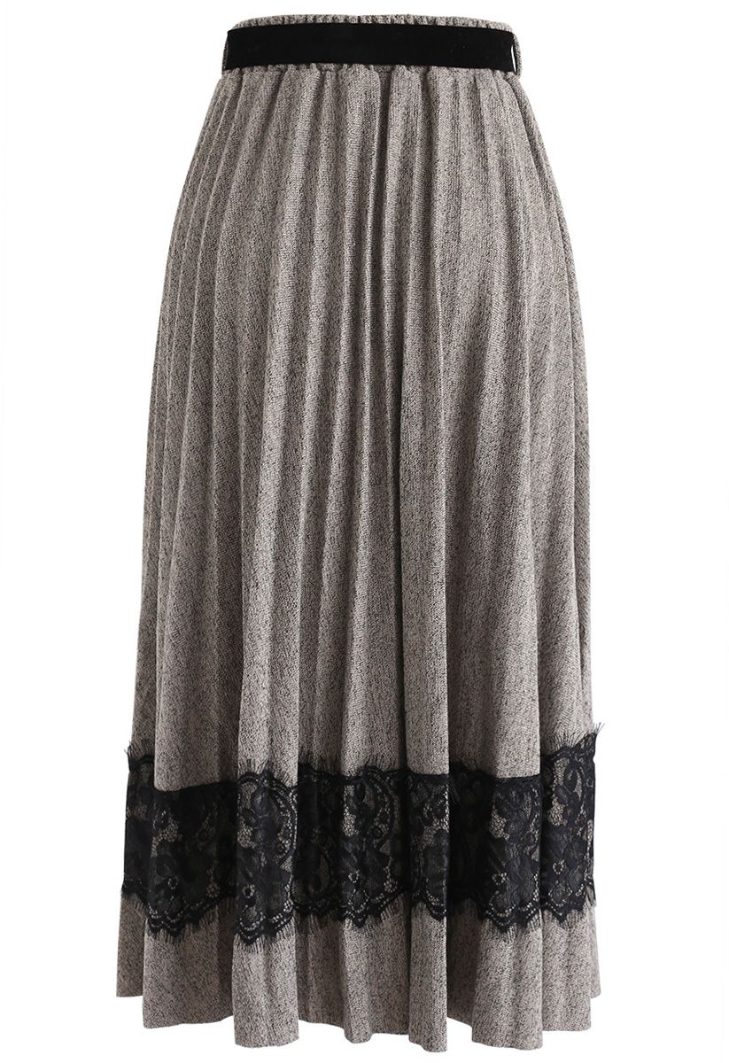 Oh Holy Night Lace Trimming Skirt in Sand - Retro, Indie and Unique Fashion