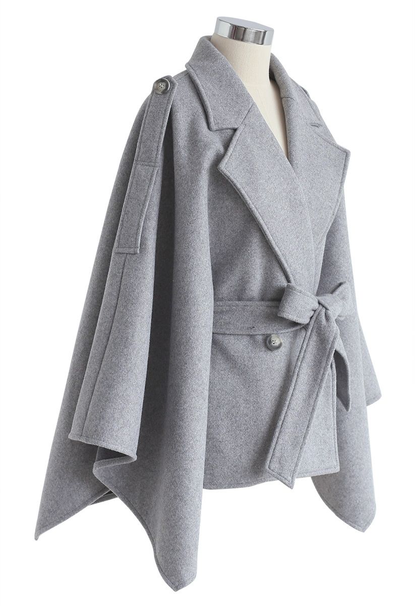 Just for Your Tenderness Cape Coat in Grey - Retro, Indie and Unique ...