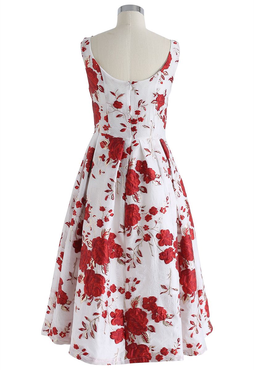 Adorable Rose Jacquard Embossed Prom Dress - Retro, Indie and Unique ...