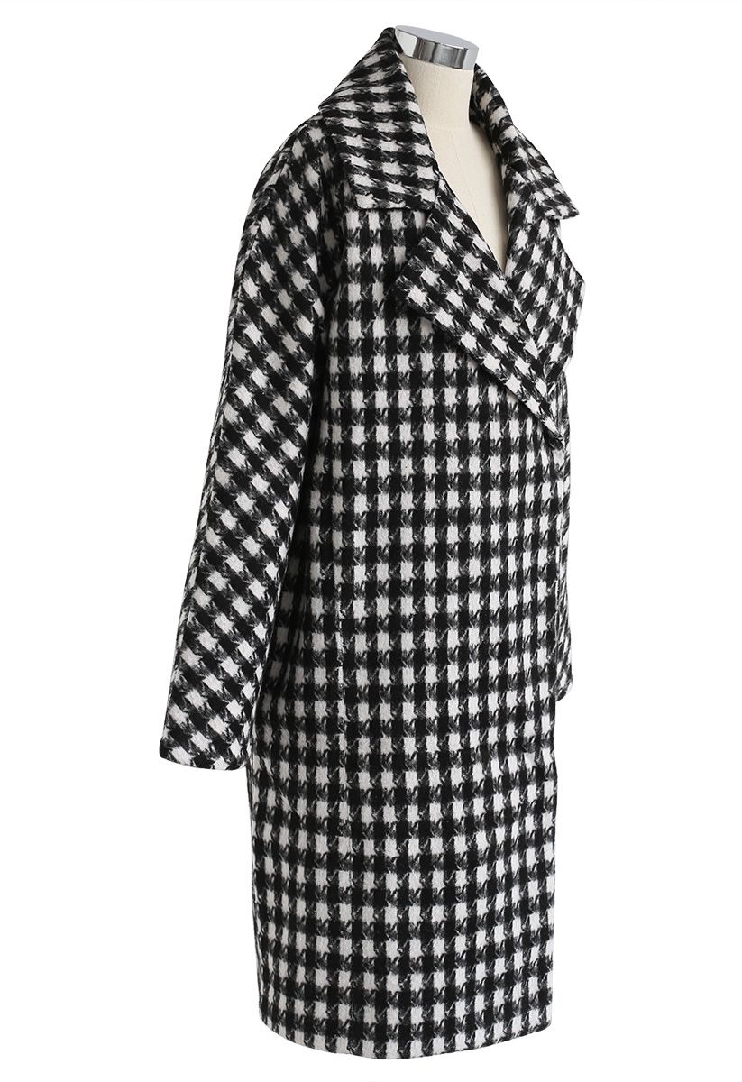 Young and Beautiful Houndstooth Longline Coat - Retro, Indie and Unique ...