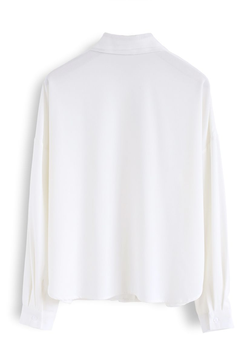 Elevated Basic Chiffon Shirt in White - Retro, Indie and Unique Fashion