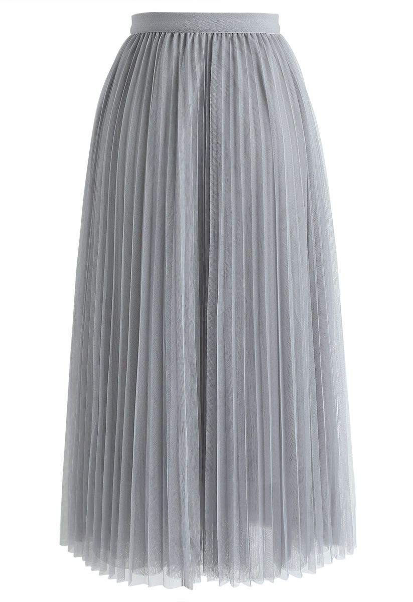 Call out Your Name Pleated Mesh Skirt in Dusty Blue - Retro, Indie and ...