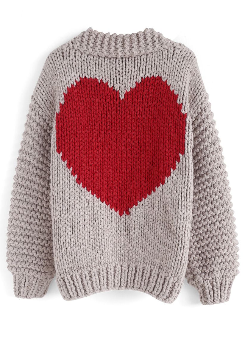CHICWISH Women's Red Embroidered Heart High Neck Knit Sweater, Red, Large :  : Clothing, Shoes & Accessories