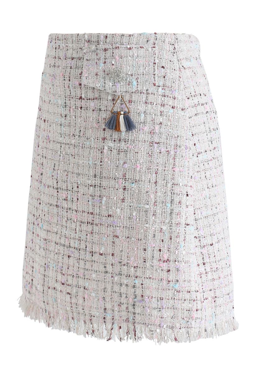 Always Mine Tweed Flap Skirt in Ivory - Retro, Indie and Unique Fashion
