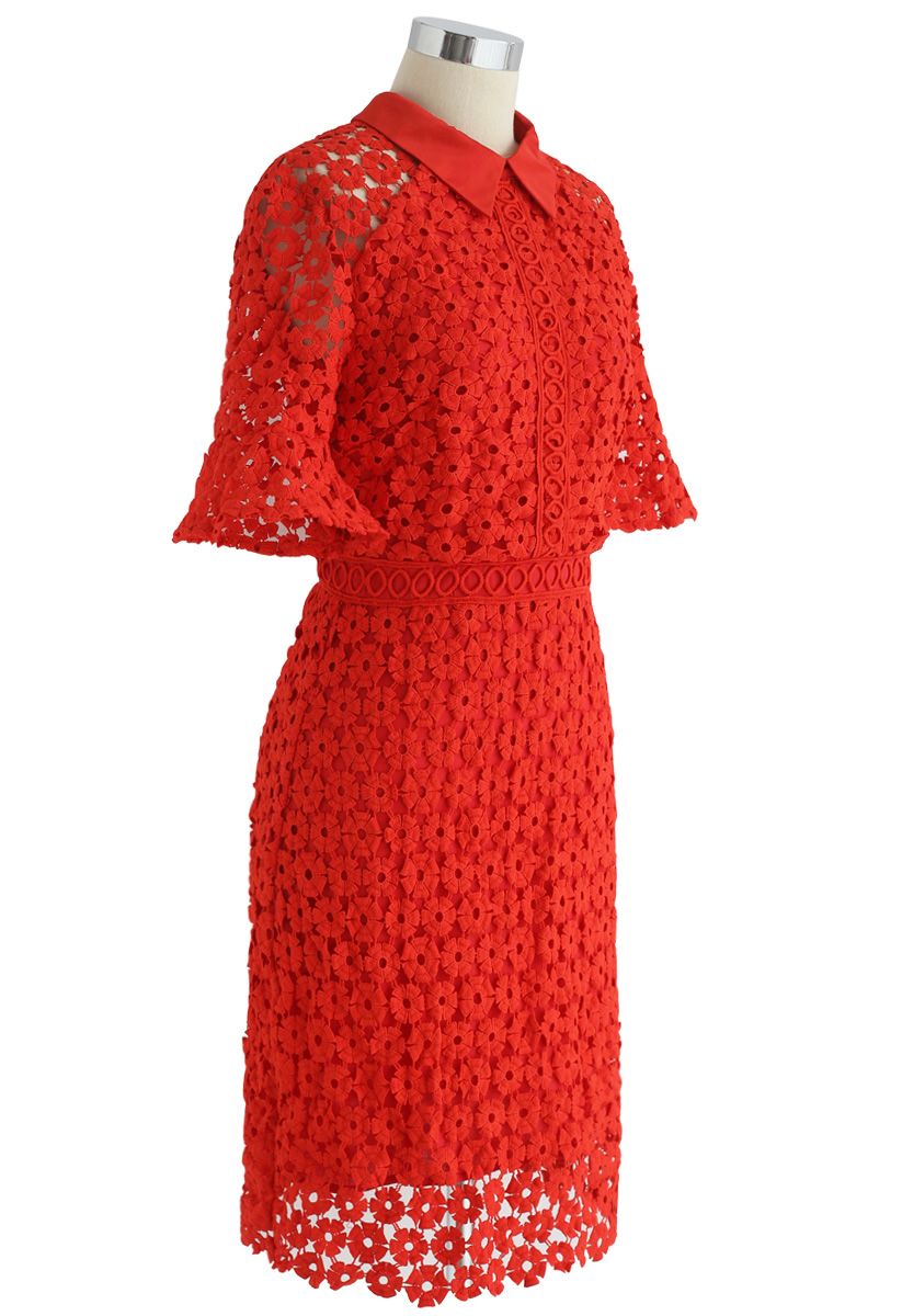 Faith in Elegance Crochet Shift Dress in Red - Retro, Indie and Unique ...