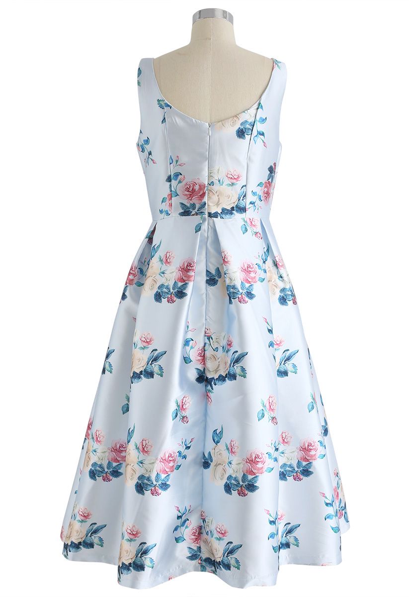 Redolent Peonies Sleeveless Printed Dress - Retro, Indie and Unique Fashion