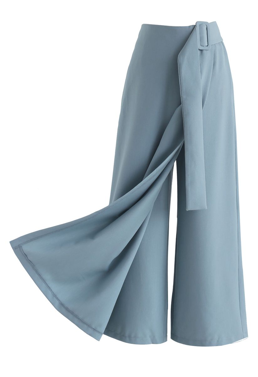 Breaking Basics Flap Wide-Leg Pants in Blue - Retro, Indie and Unique ...