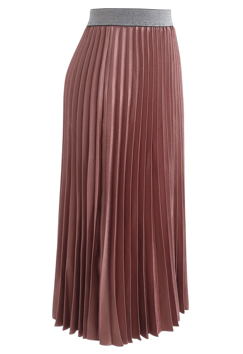 Gimme The Spotlight Pleated Midi Skirt in Caramel - Retro, Indie and ...