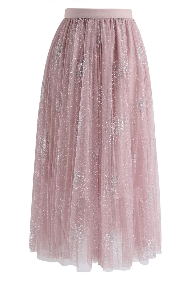 Make It Sparkle Mesh Skirt in Pink - Retro, Indie and Unique Fashion