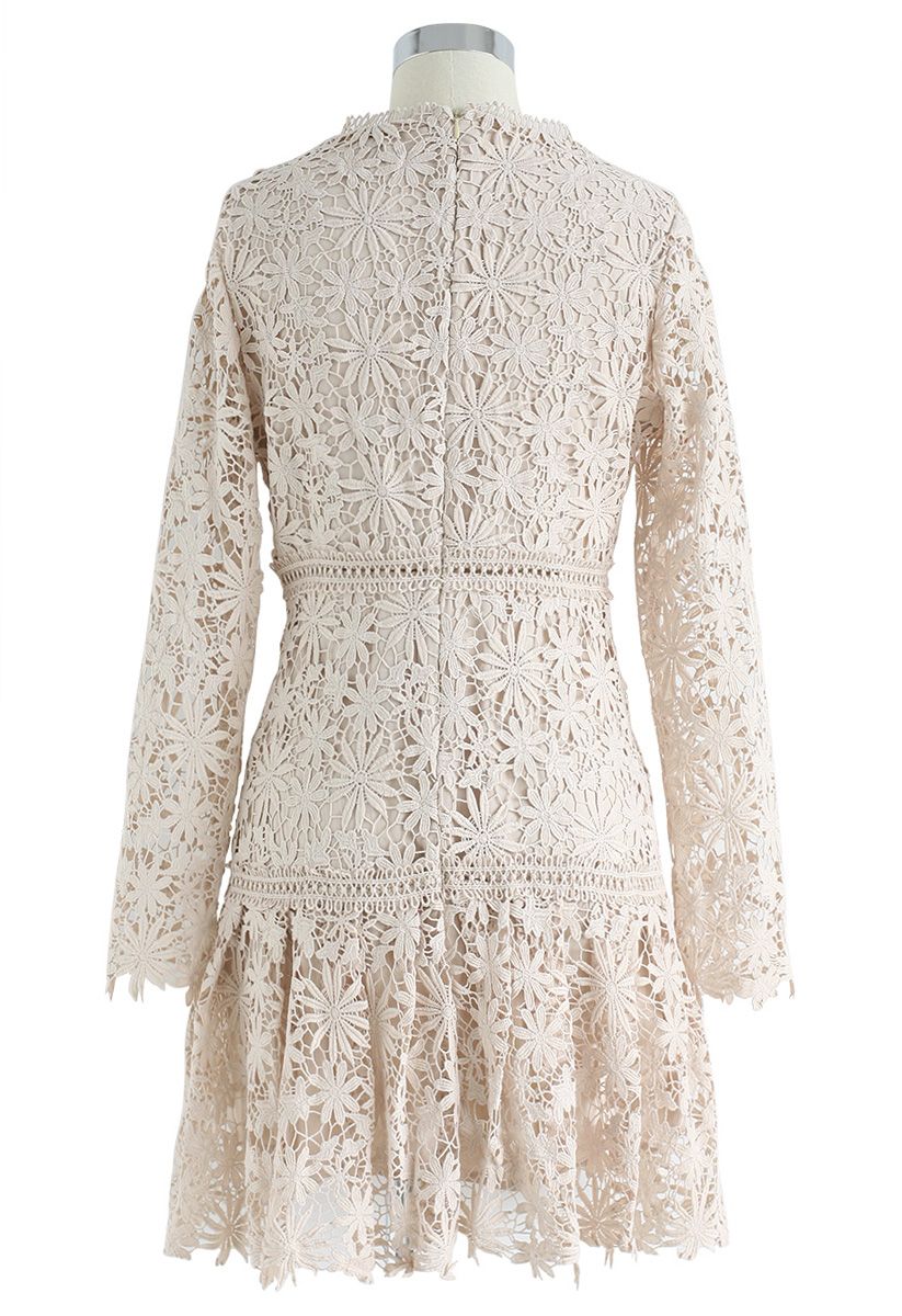 Made for Now Floral Crochet V-Neck Dress in Cream - Retro, Indie and ...