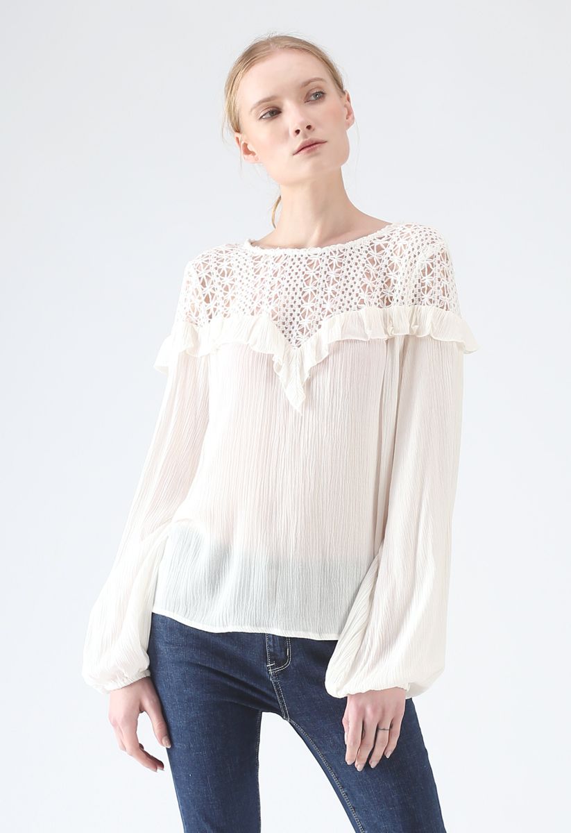Age of Innocence Eyelet Smock Top in White - Retro, Indie and Unique ...