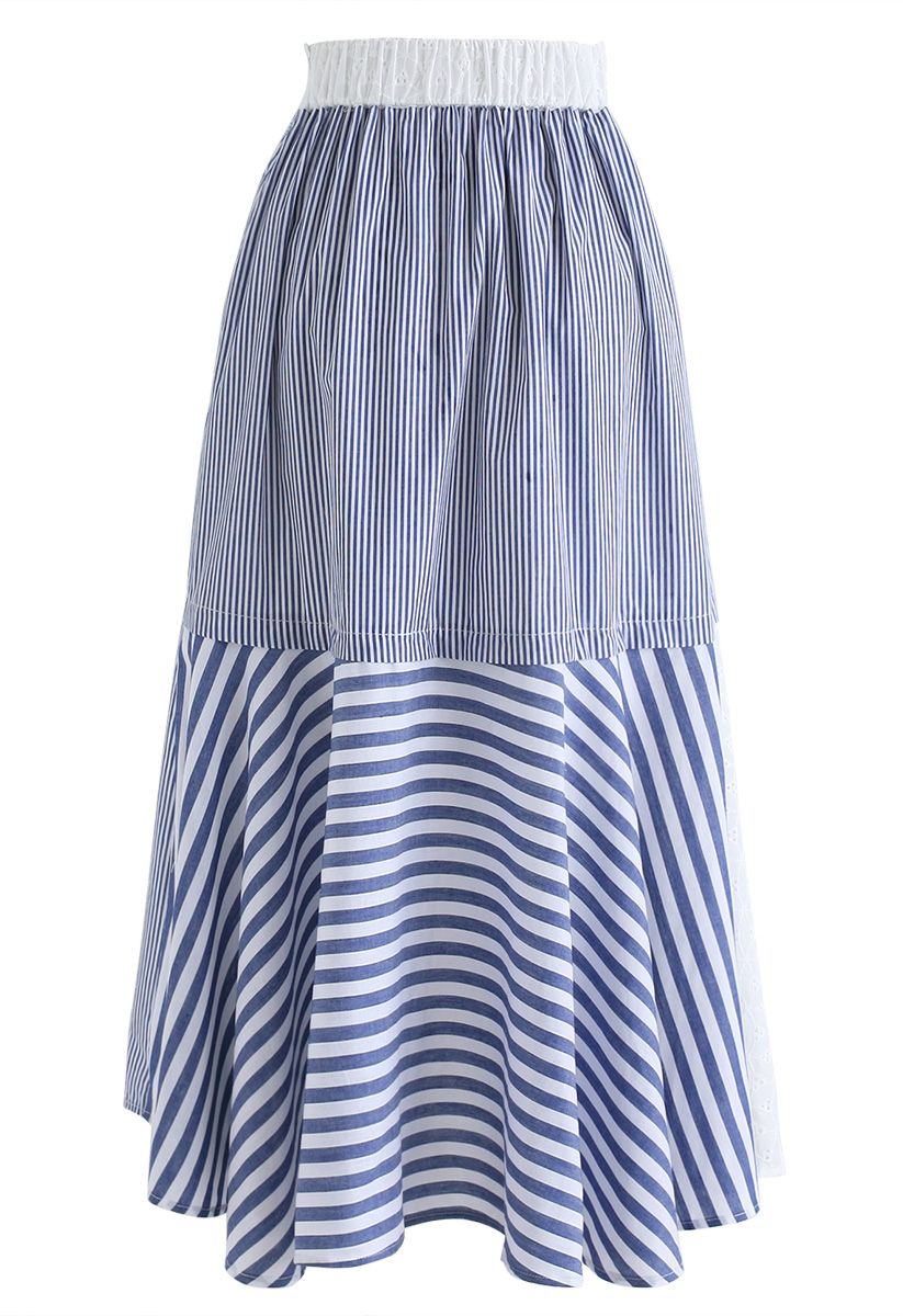 Stripe Vacay A-Line Midi Skirt - Retro, Indie and Unique Fashion