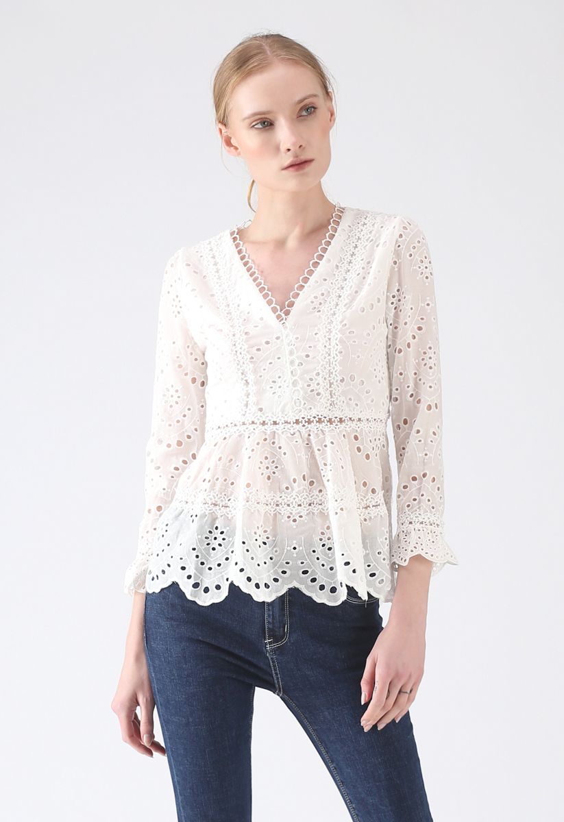 Enchanting Dreams Embroidered Eyelet Top