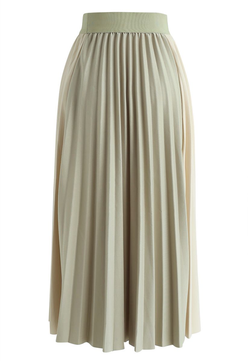 Tender Color-Block Pleated Skirt in Pea Green - Retro, Indie and Unique ...