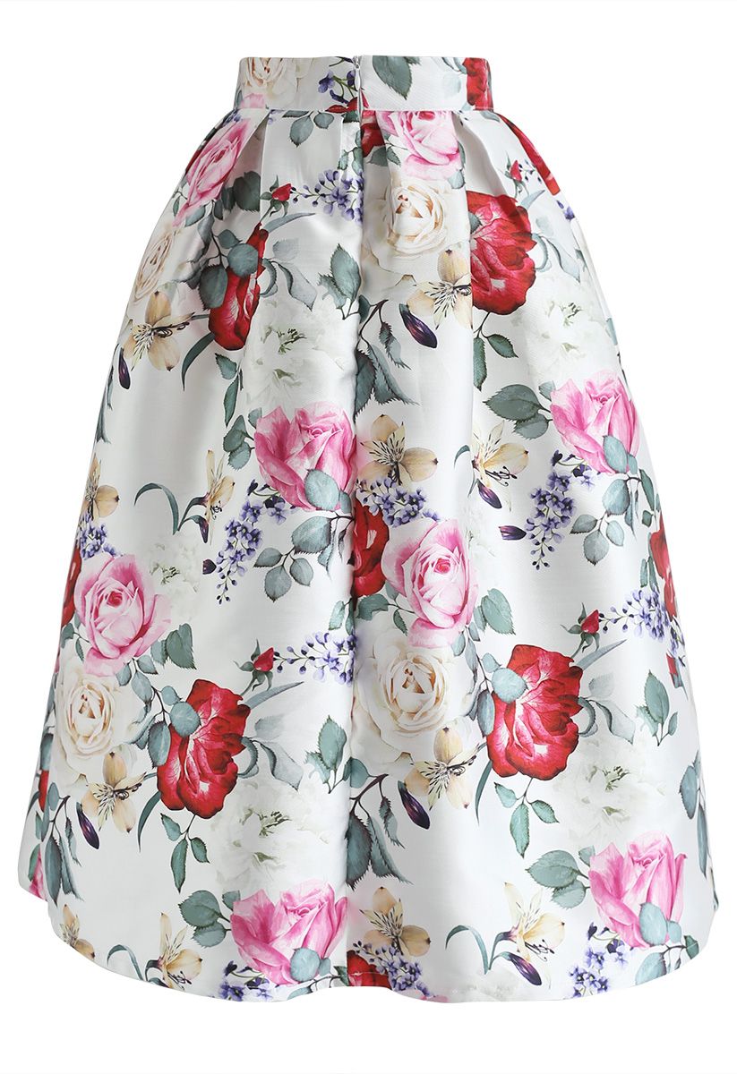 Flower Power Pleated Midi Skirt - Retro, Indie and Unique Fashion