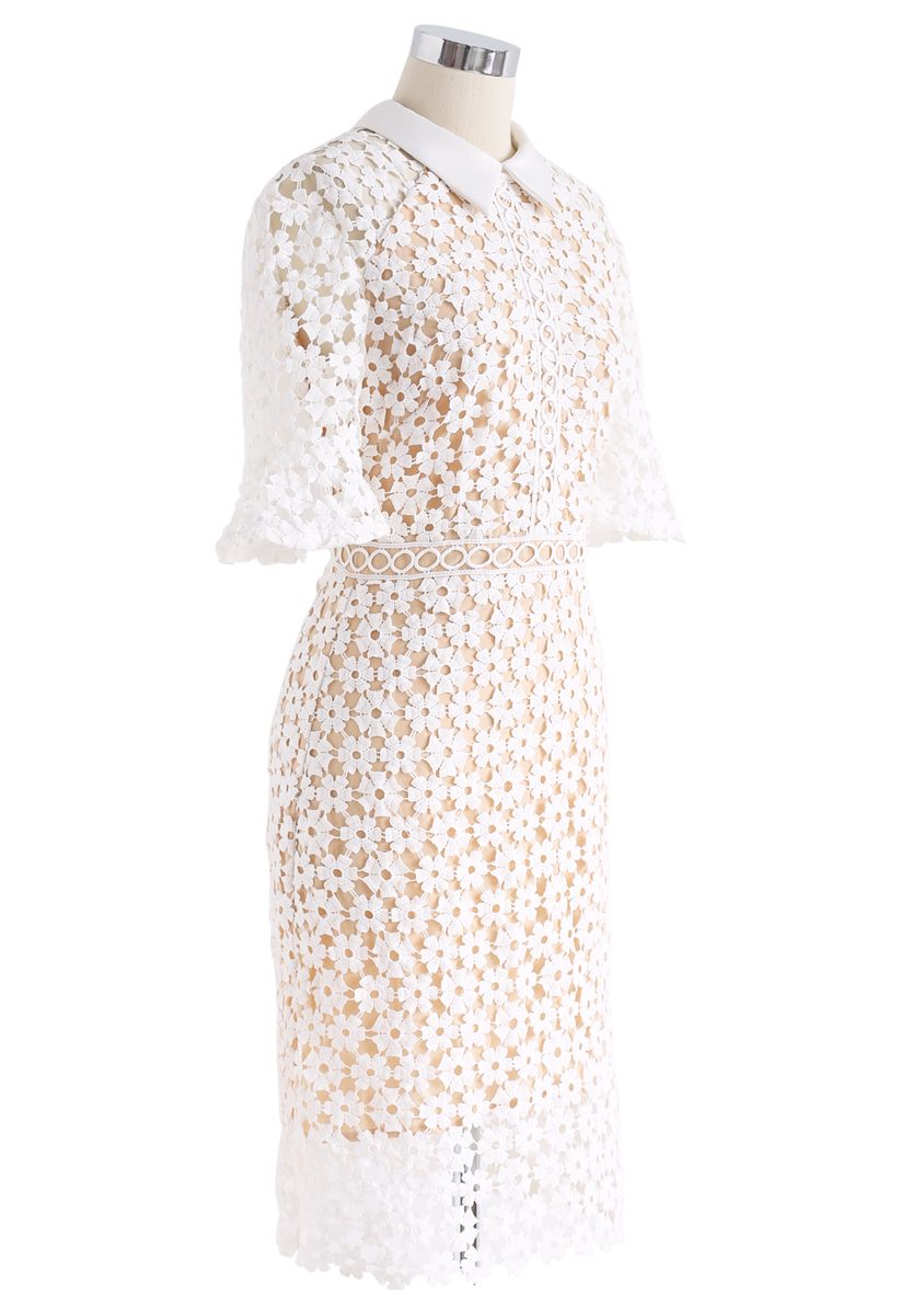 Faith in Elegance Crochet Shift Dress in White - Retro, Indie and ...