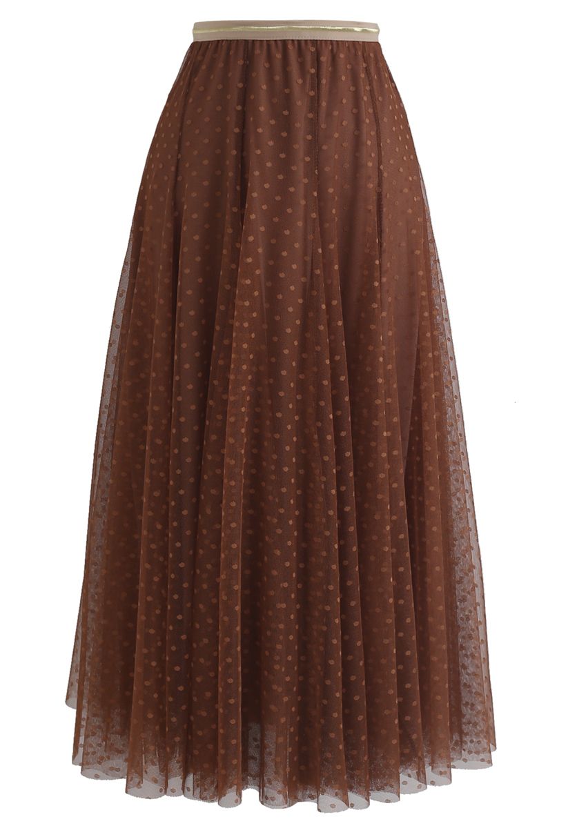 Dots Opportunity Tulle Maxi Skirt in Caramel - Retro, Indie and Unique ...