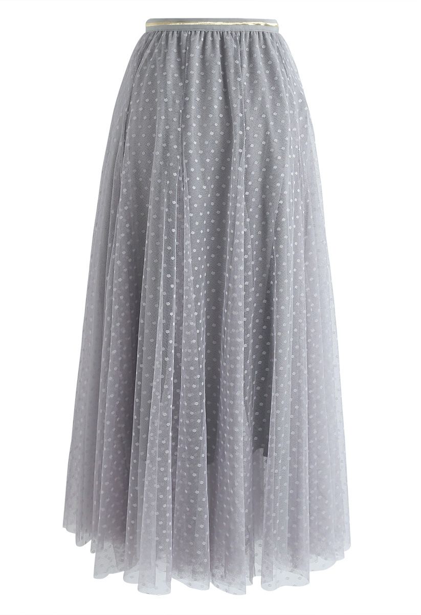 Dots Opportunity Tulle Maxi Skirt in Grey - Retro, Indie and Unique Fashion