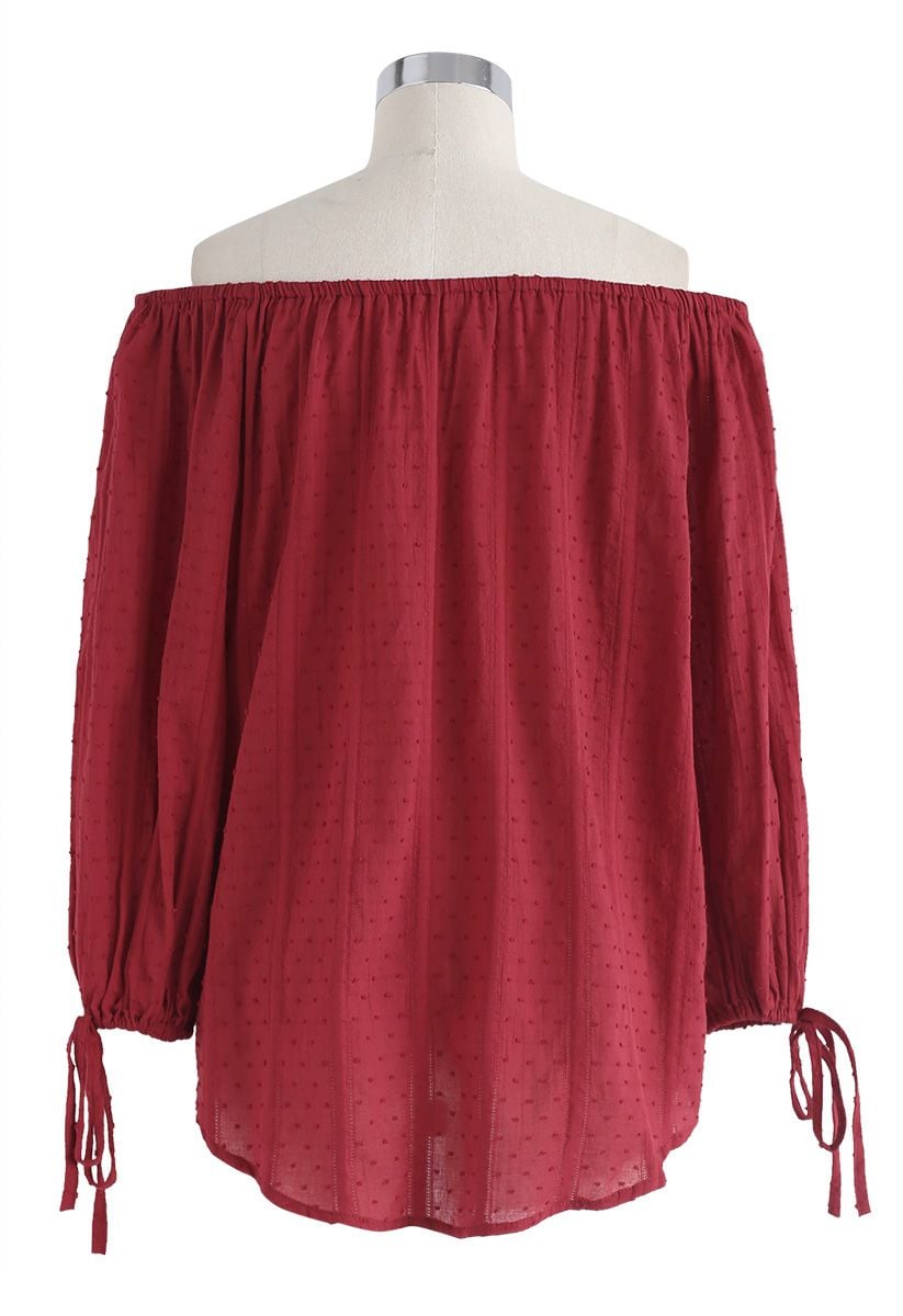 Summer Breeze Off-Shoulder Top in Red