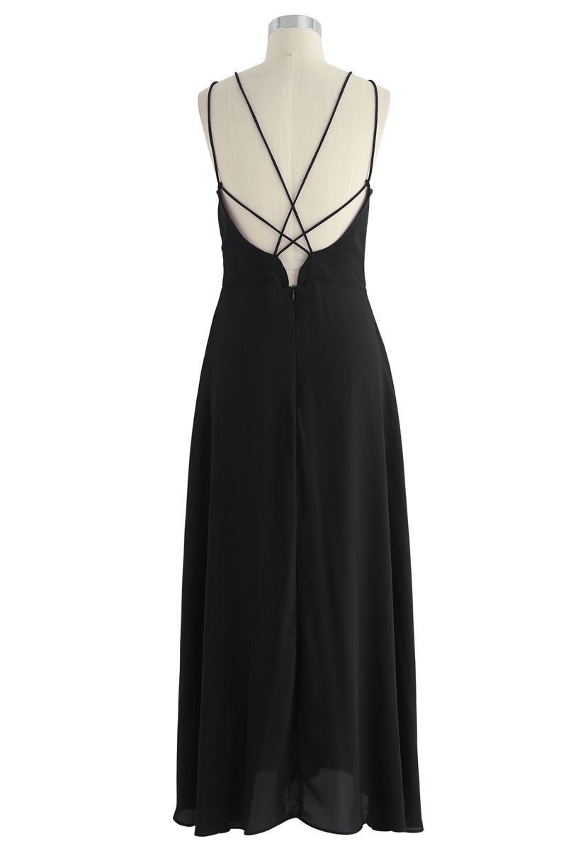 Gorgeous Movement Cross Back Maxi Dress in Black - Retro, Indie and ...
