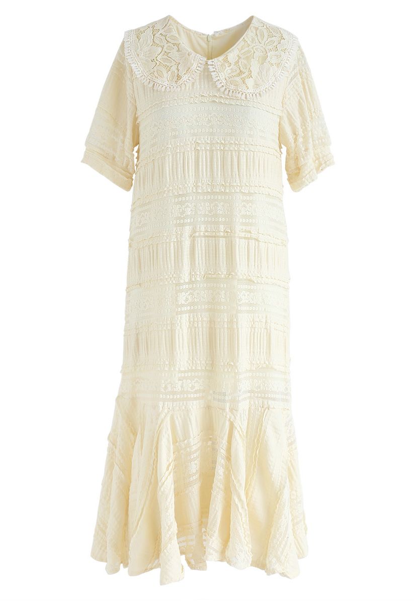 Free to Extol Frilling Lace Dress in Cream - Retro, Indie and Unique ...
