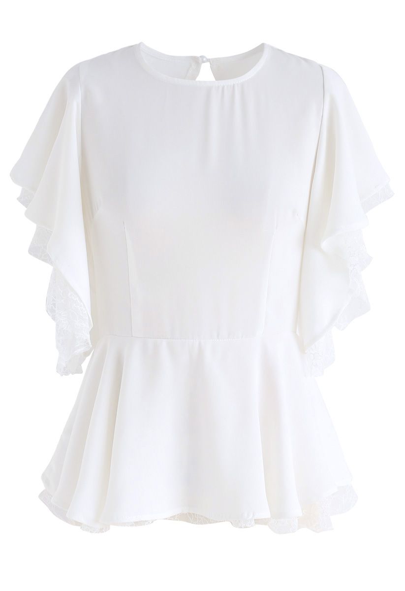 Knot You Best Open-Back Ruffle Top in White - Retro, Indie and Unique ...