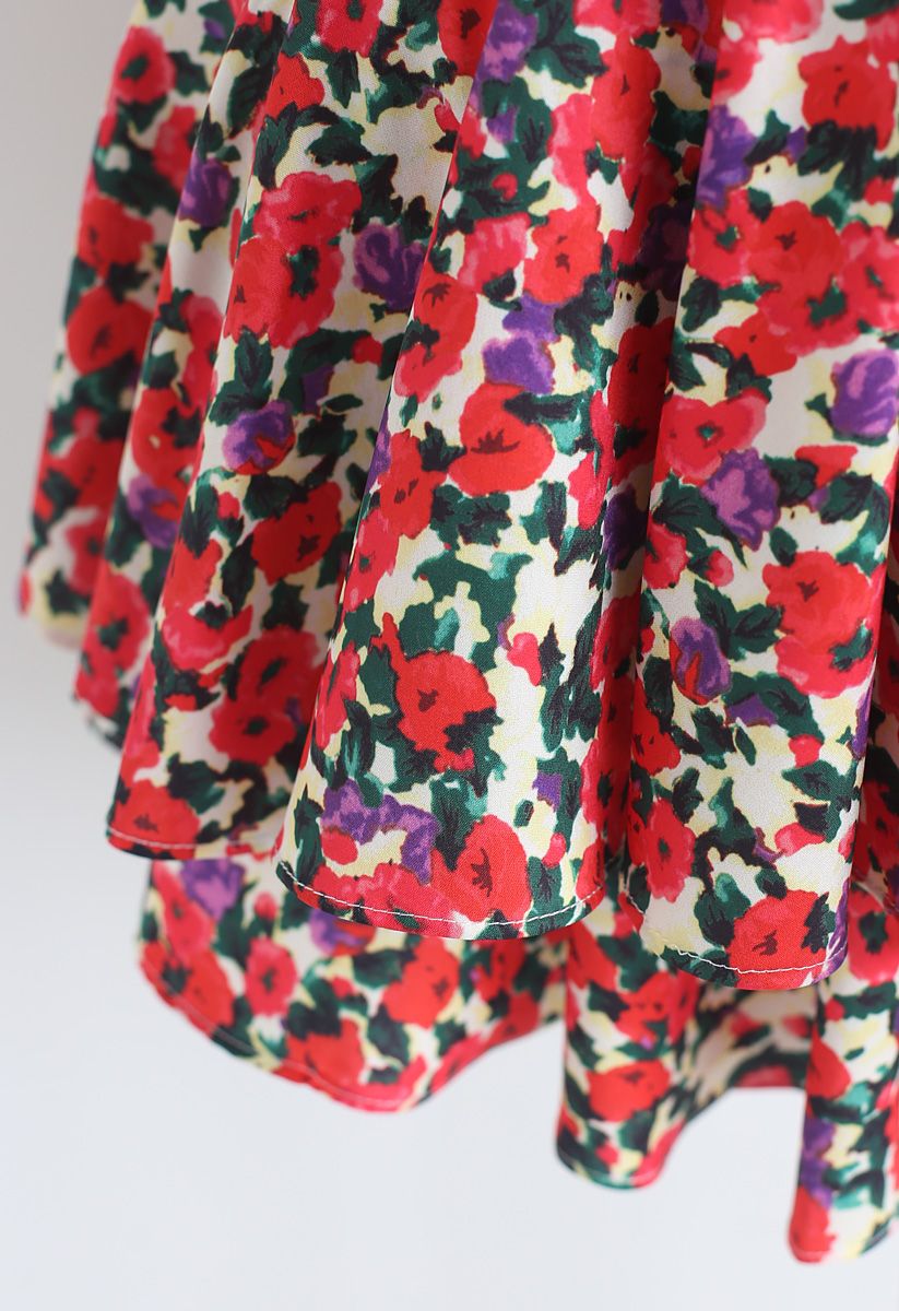 Floral Crush Asymmetric Ruffle Mini Skirt