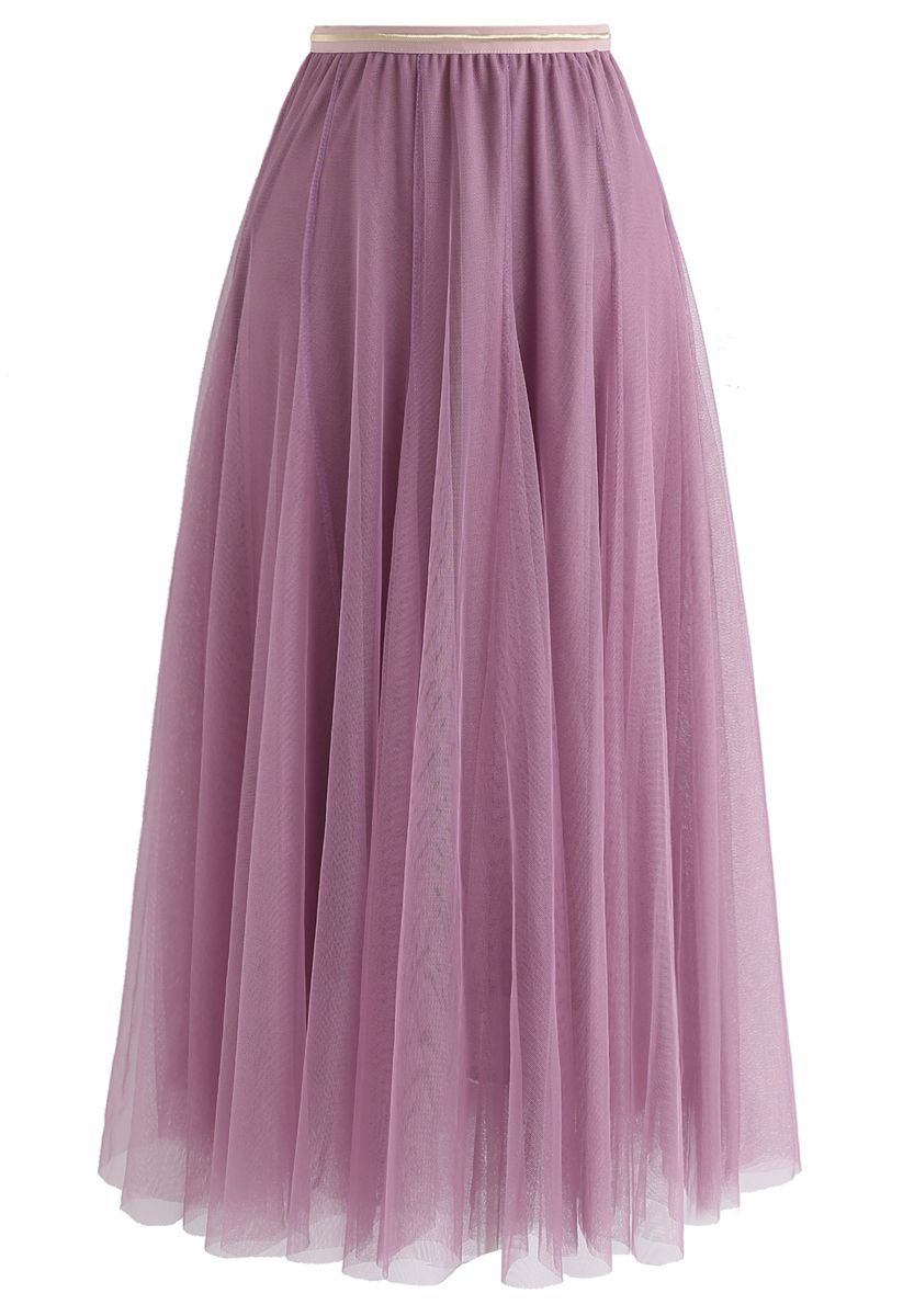 My Secret Garden Tulle Midi Skirt in Lilac - Retro, Indie and Unique ...