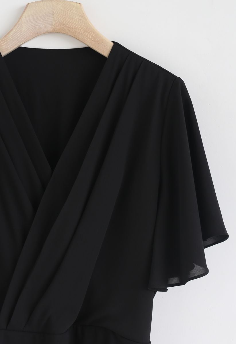 Stay Chic Cropped Cape Top in Black