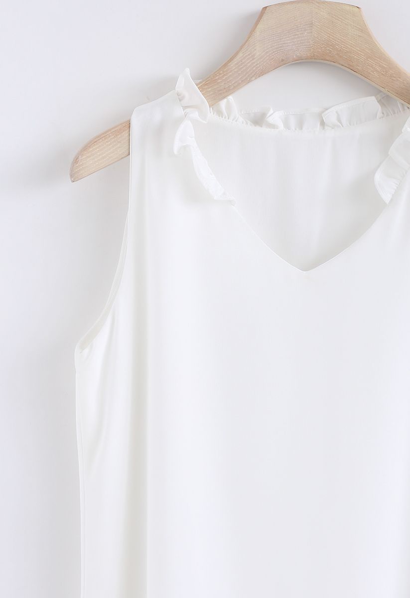 As I Am Sleeveless V-Neck Chiffon Top in White