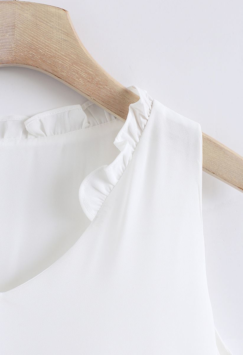 As I Am Sleeveless V-Neck Chiffon Top in White