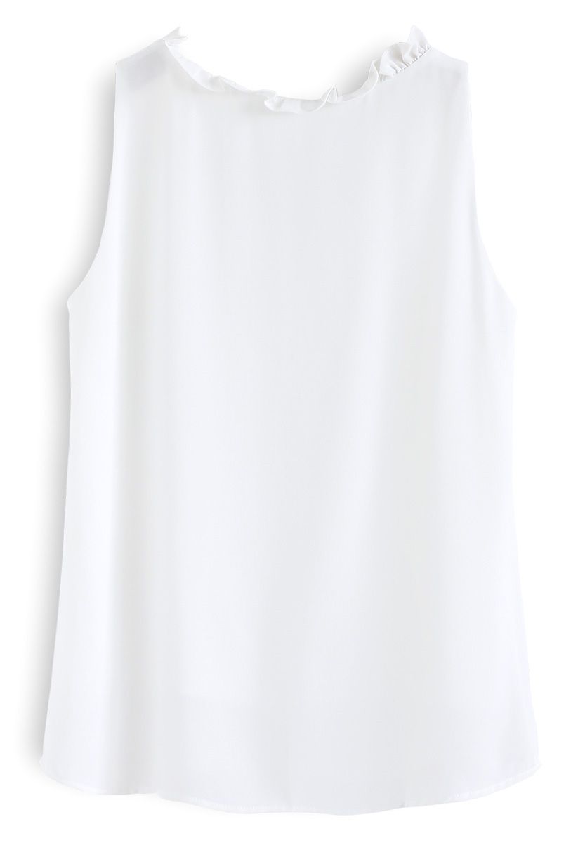 As I Am Sleeveless V-Neck Chiffon Top in White