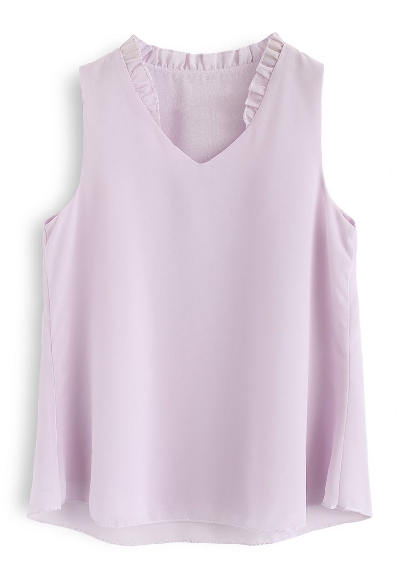 As I Am Sleeveless V-Neck Chiffon Top in Pink