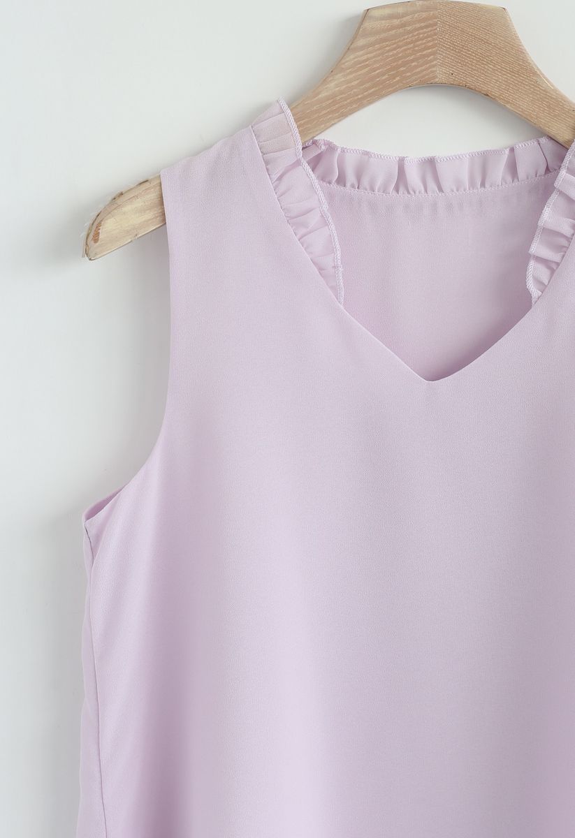 As I Am Sleeveless V-Neck Chiffon Top in Pink