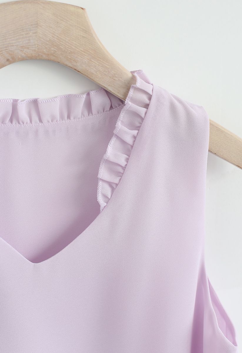 As I Am Sleeveless V-Neck Chiffon Top in Pink