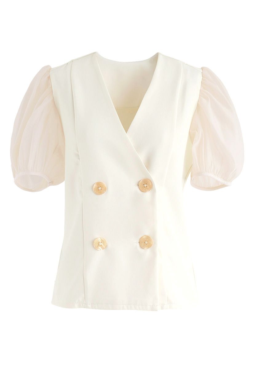 Lovable Organza Sleeves Top in Cream