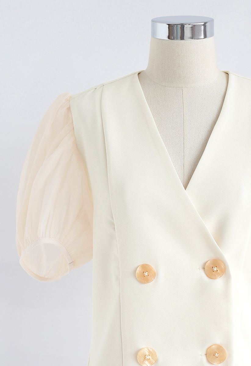 Lovable Organza Sleeves Top in Cream