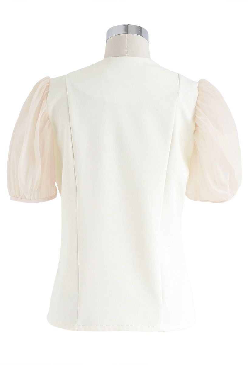 Lovable Organza Sleeves Top in Cream