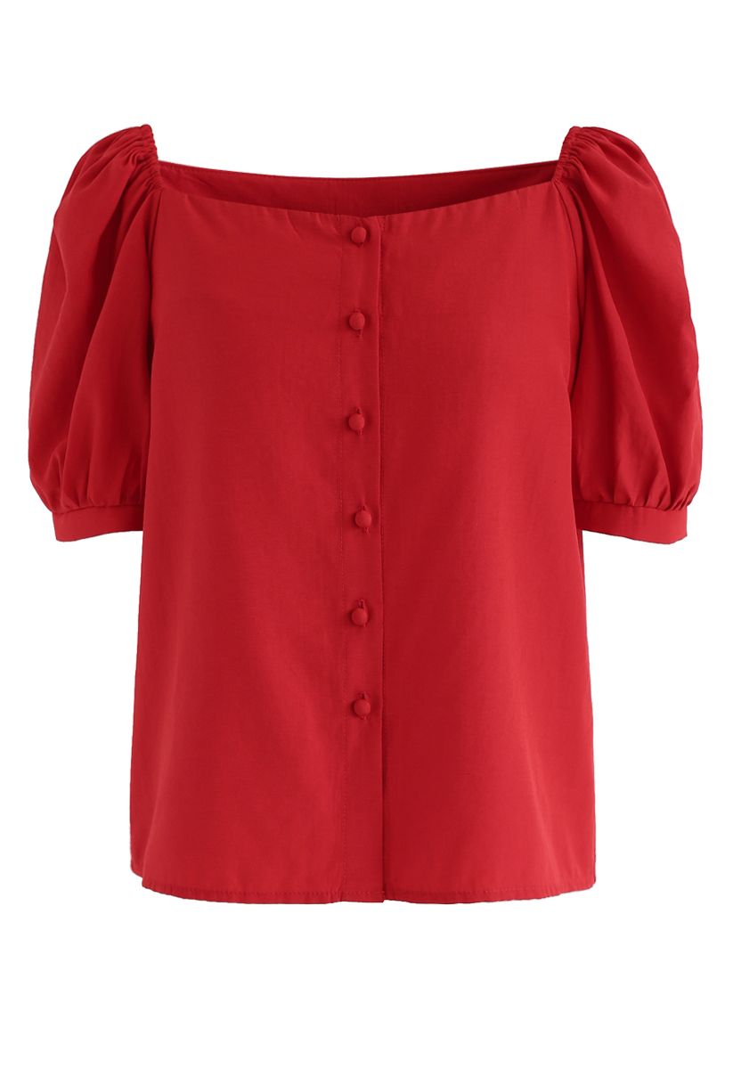 Code of Beauty Square Neck Top in Red