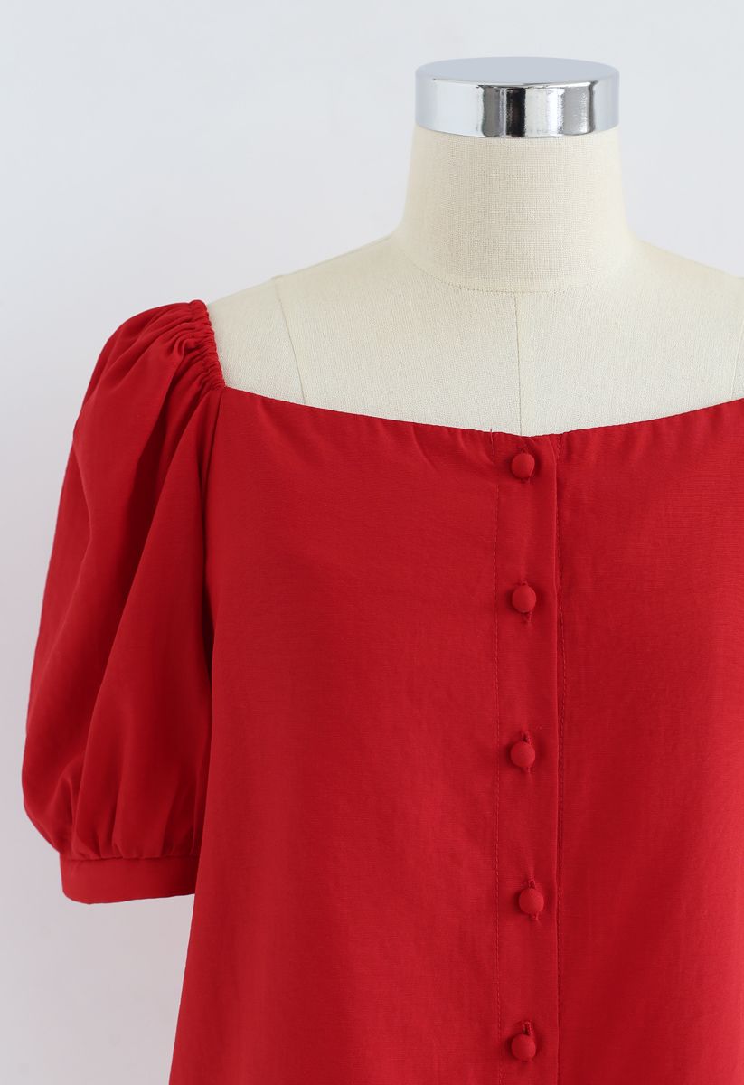 Code of Beauty Square Neck Top in Red