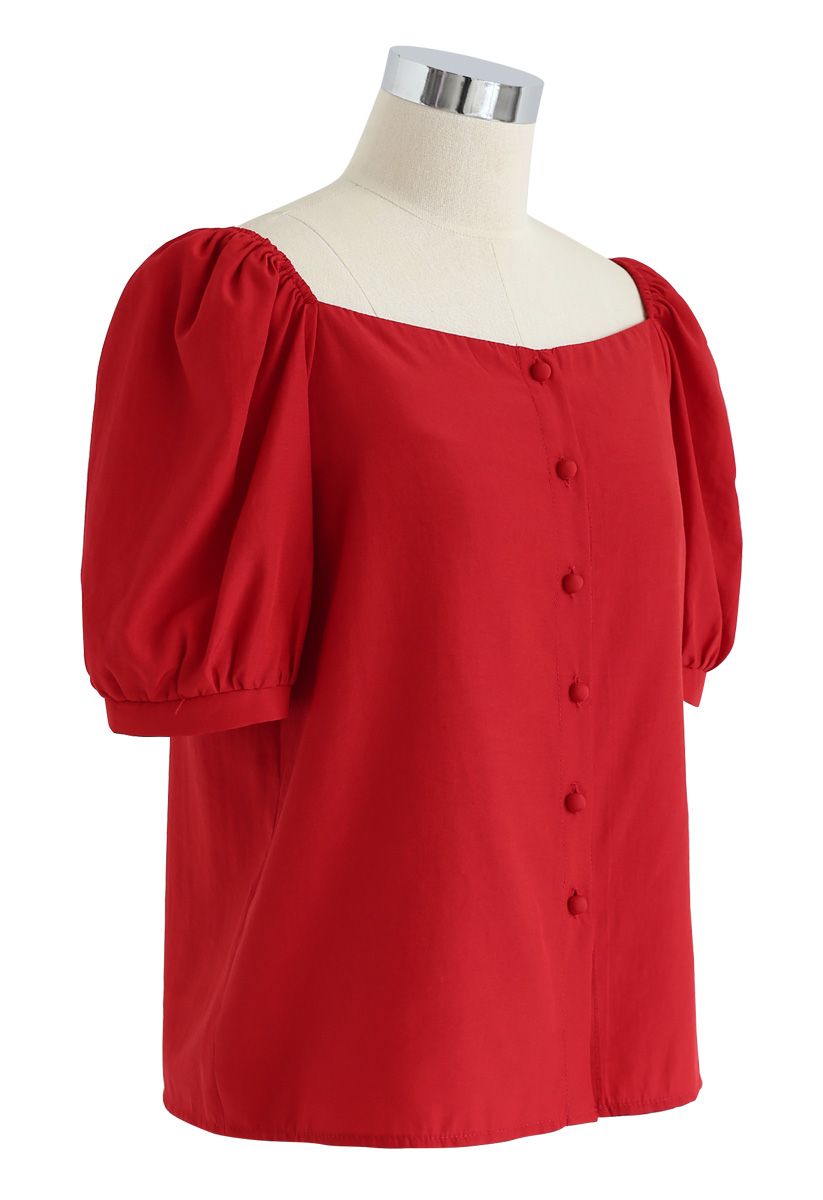 Code of Beauty Square Neck Top in Red