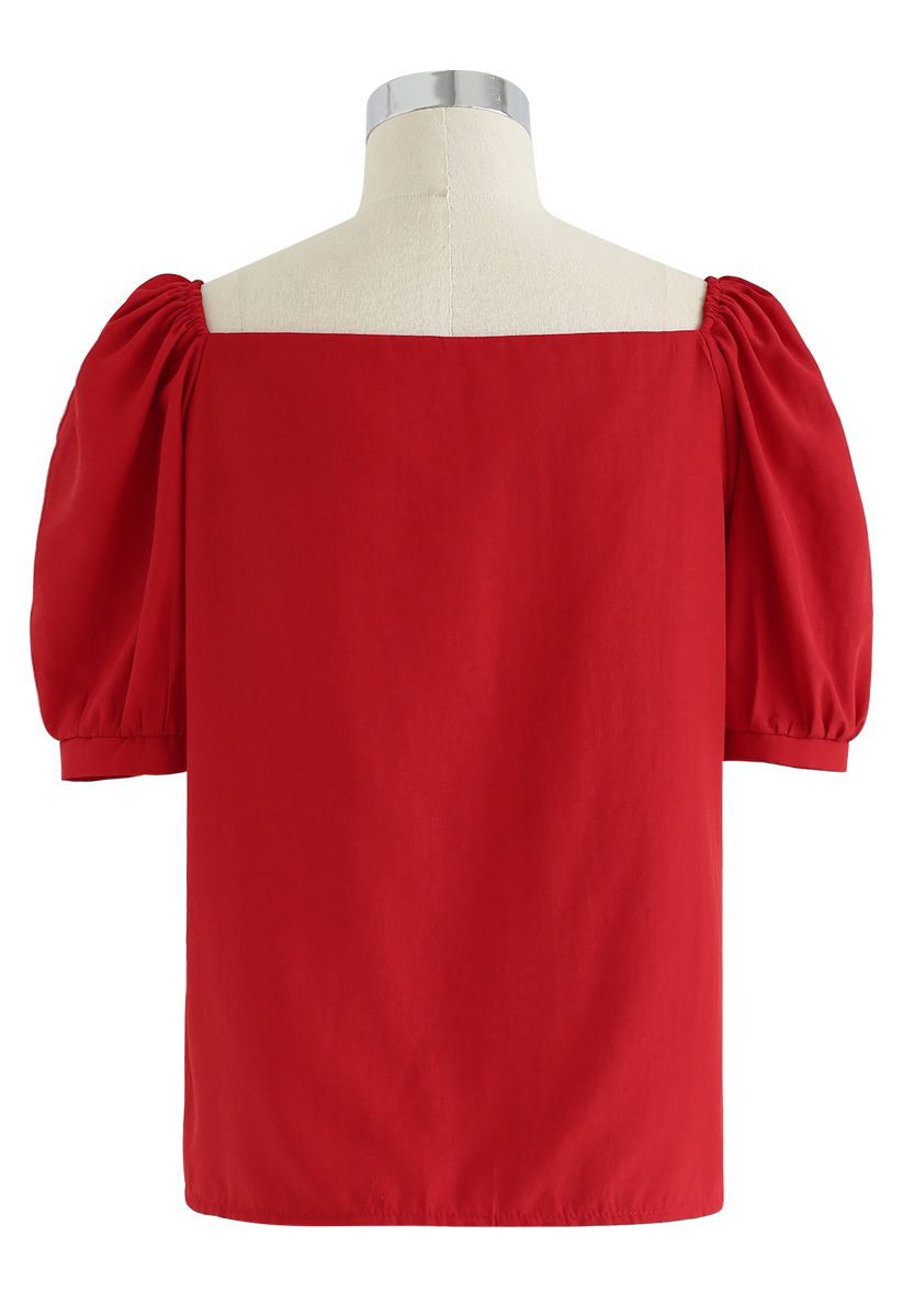 Code of Beauty Square Neck Top in Red